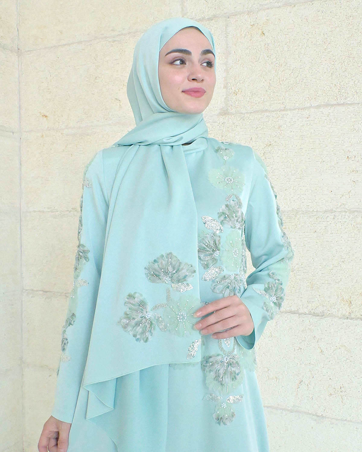 İnci Aplikeli Abaya Takim - Görsel 3