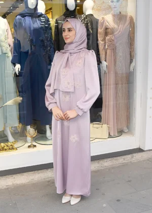 Papatya Desenli Abiye Albise