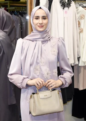 Alternative view of Papatya Desenli Abiye Albise