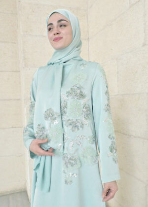 İnci Aplikeli Abaya Takim