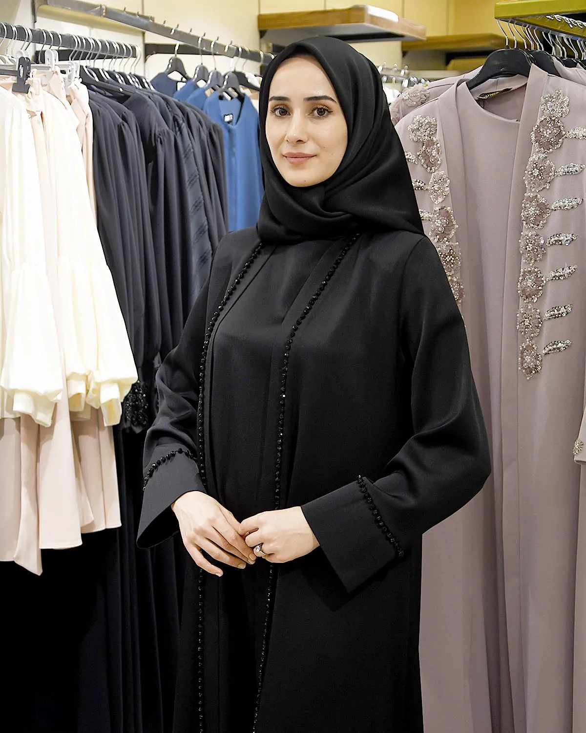 Boydan Taş İşlemeli Abaya Takim - Görsel 10