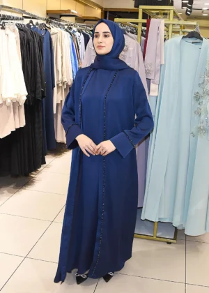 Boydan Taş İşlemeli Abaya Takim