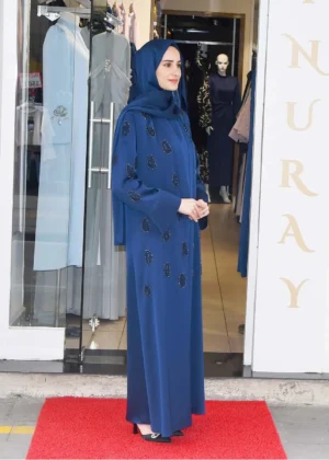 Yaprak Desenli Abaya Takım