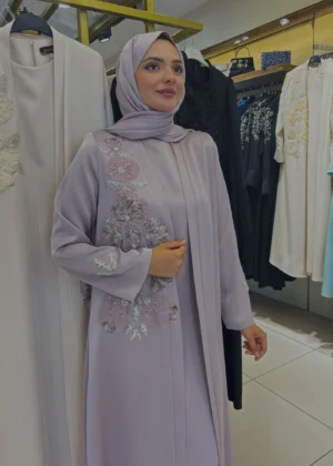 Alternative view of AY-1010 GÜL KURUSU ABAYA MANŞETSİZ
