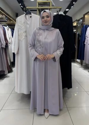 AY-1010 GÜL KURUSU ABAYA MANŞETSİZ