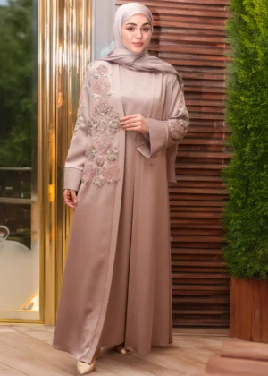 AY-1010M-GÜL KURUSU ABAYA MANŞETLİ