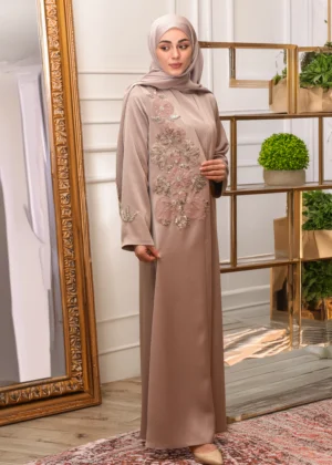 AY-1010 GÜL KURUSU ABAYA MANŞETSİZ