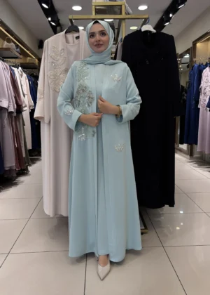 AY-1010-MİNT YEŞİLİ ABAYA TAKIMI