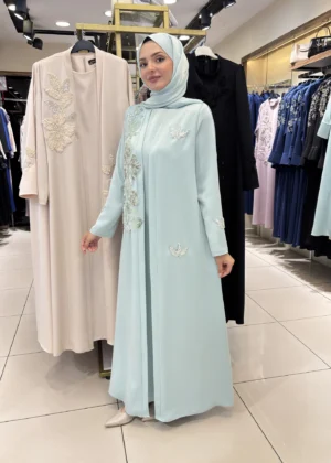 Alternative view of AY-1010-MİNT YEŞİLİ ABAYA TAKIMI