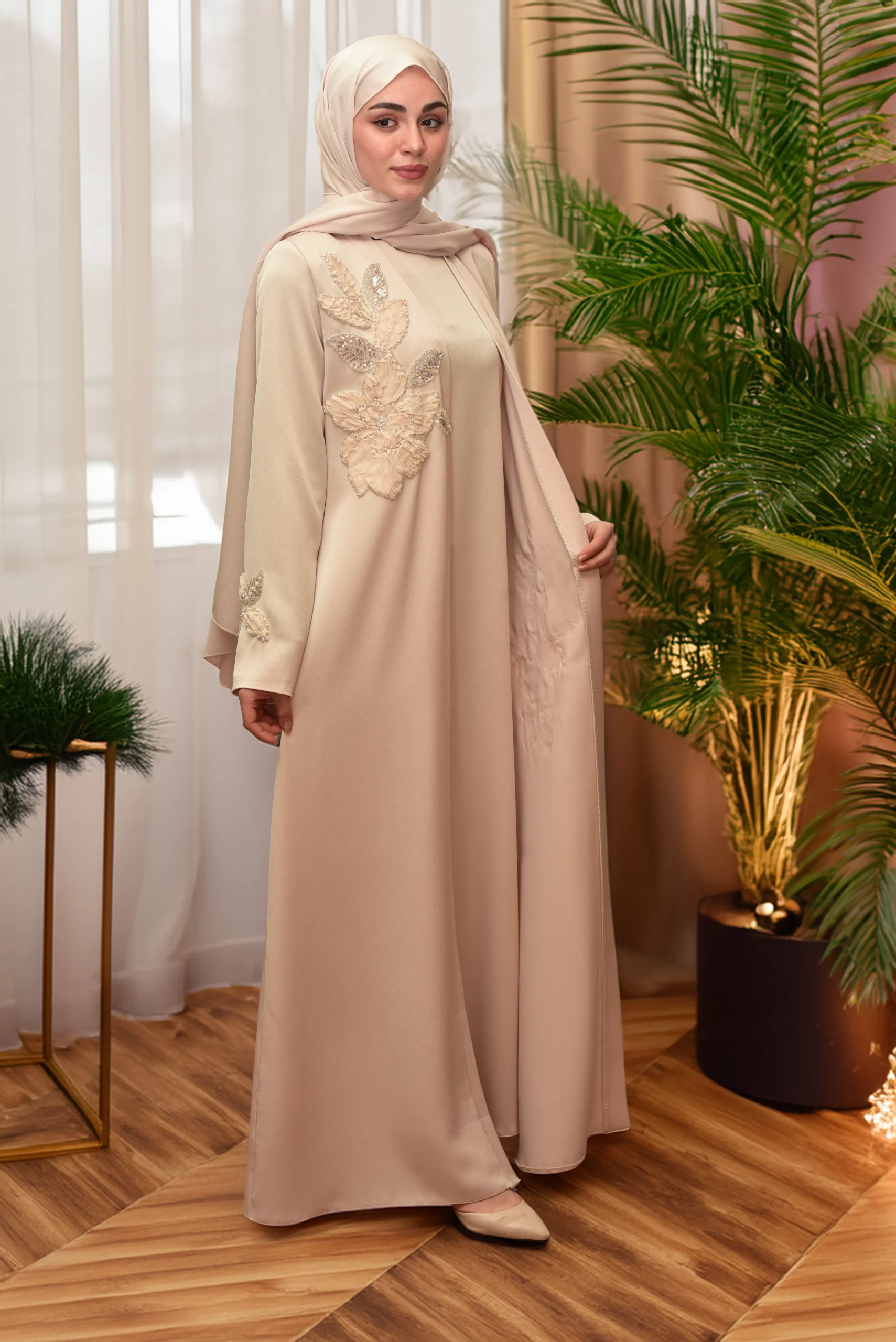 AY-2010 KREM ABAYA - Görsel 3