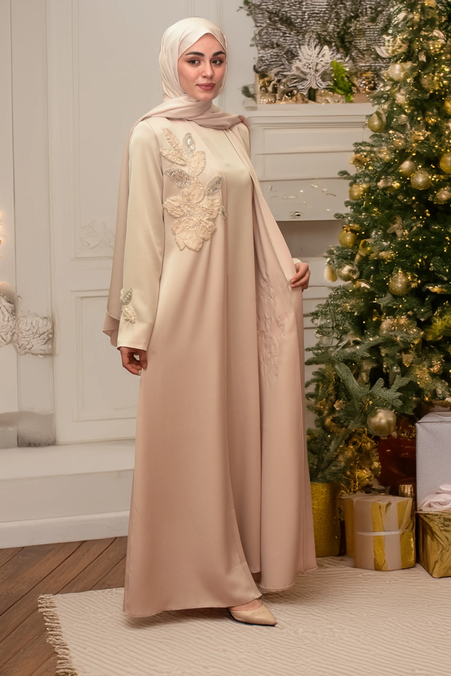 AY-2010 KREM ABAYA - Görsel 4