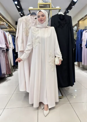 AY-2010 KREM ABAYA TAKIMI