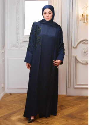 Alternative view of AY-2010M MANŞETLİ LACİVERT ABAYA