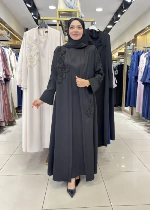 AY-2010 SİYAH ABAYA MANŞETLİ