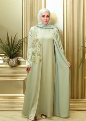 AY-1010-MİNT YEŞİLİ ABAYA TAKIM